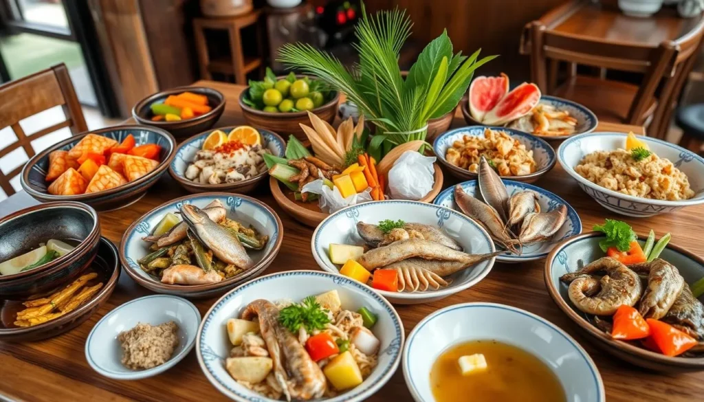 Traditional Okinawan cuisine featuring Iriomote specialties