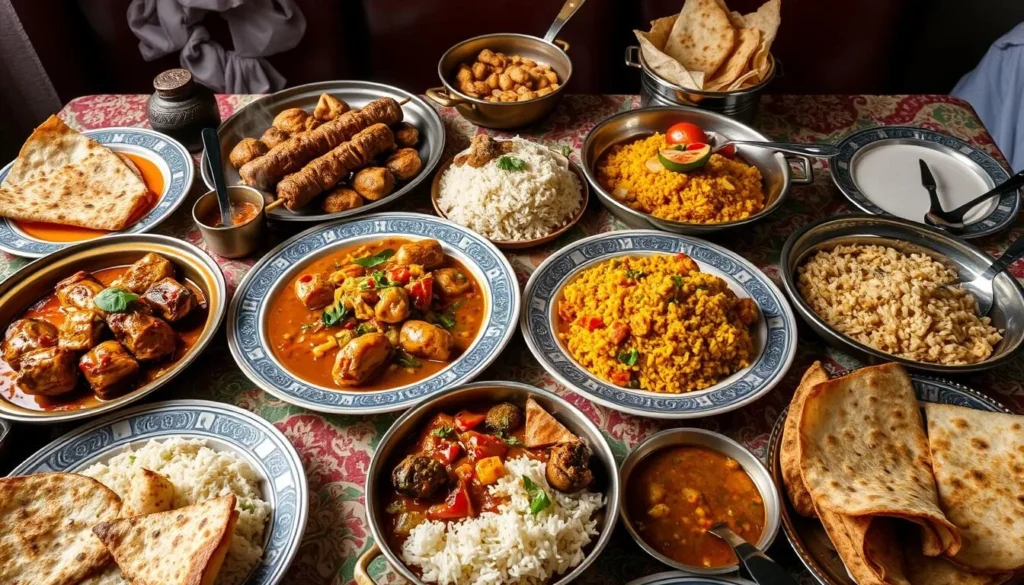 Traditional Peshawari cuisine including chapli kebab and karahi