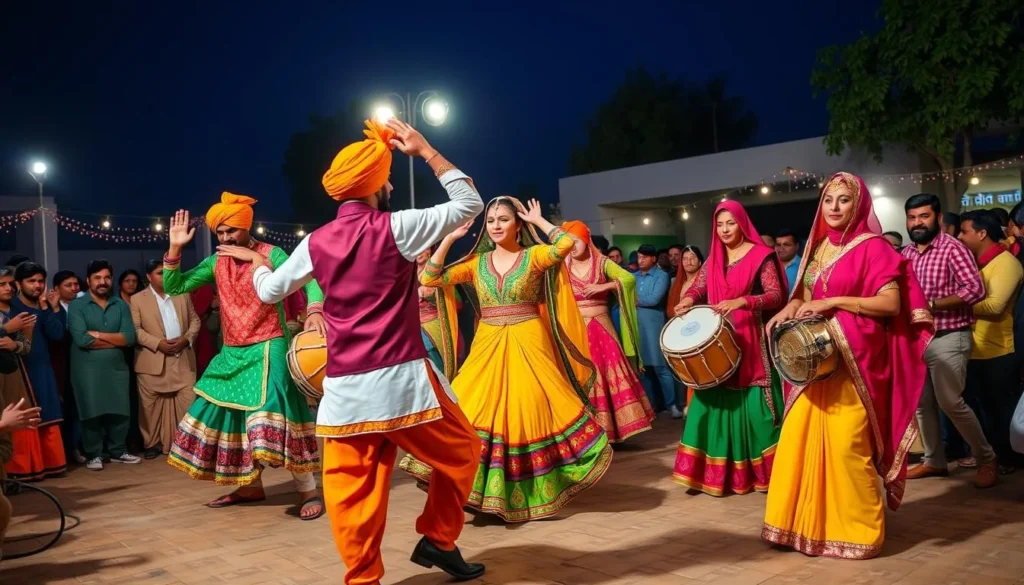 Traditional Punjabi folk dance performance in colorful costumes at a Sargodha cultural festival