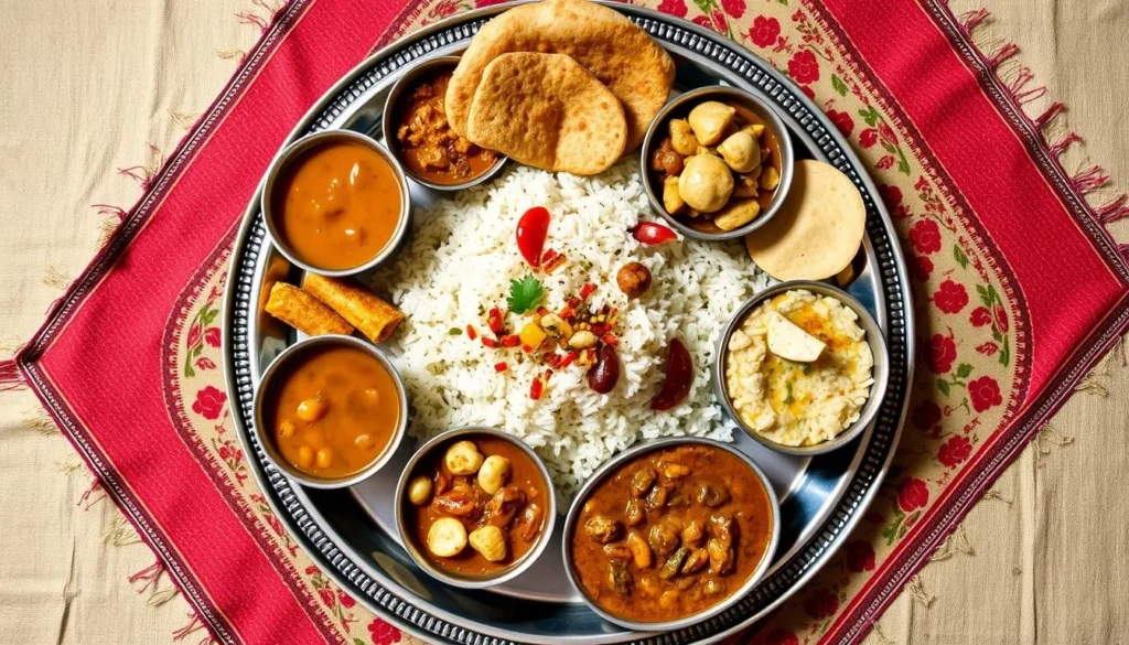 Traditional Rajasthani thali meal with various dishes, a culinary delight to try among the best things to do in Udaipur Rajasthan