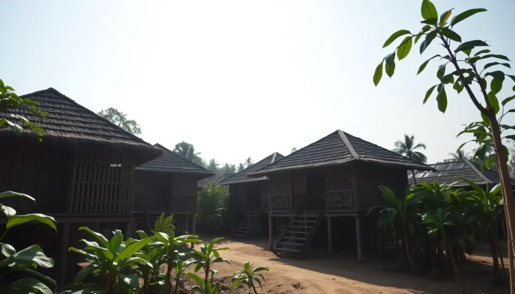 Traditional houses in Sengram Punji Khasia Village Traditional houses in Sengram Punji Khasia Village