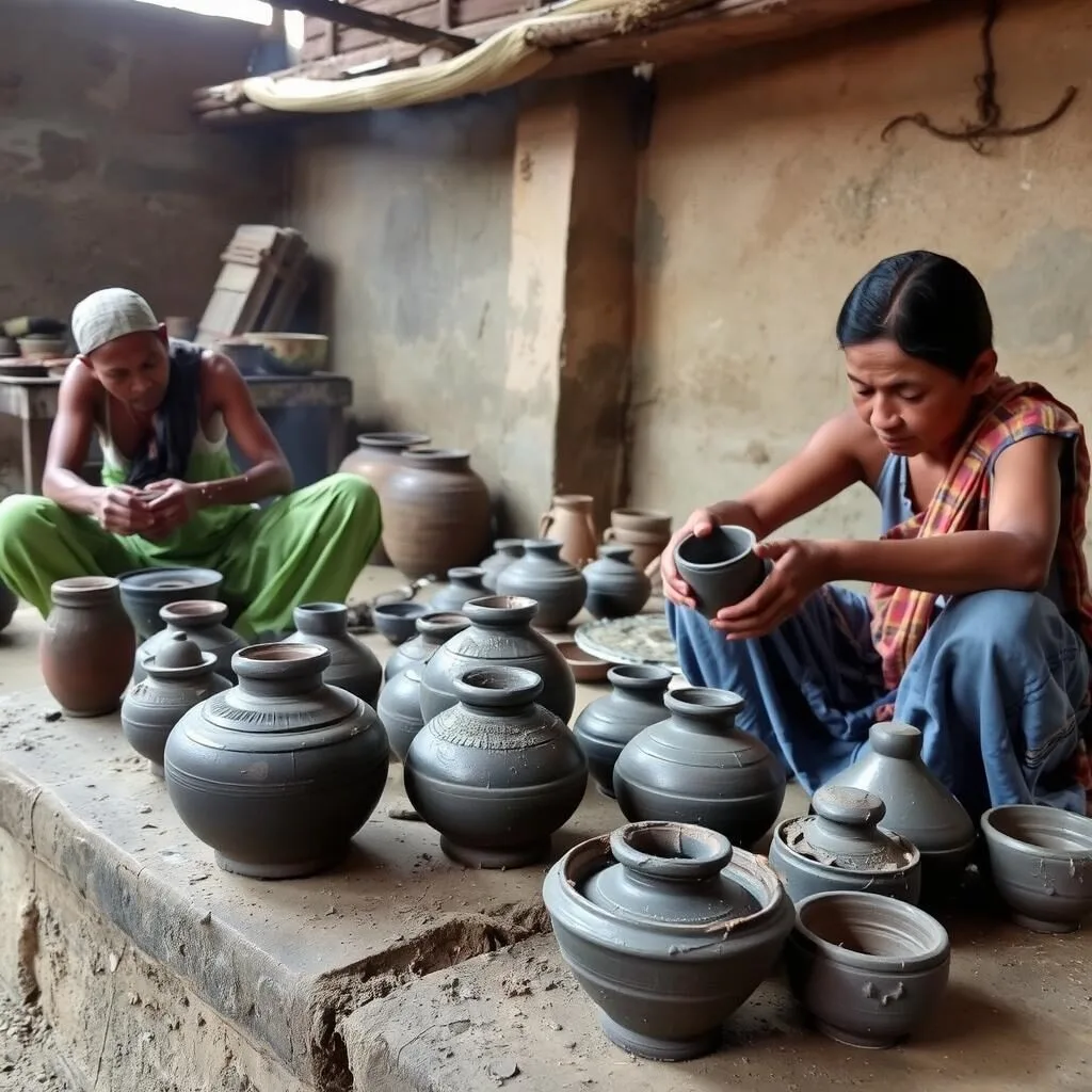 Traditional pottery making in Chapai Nawabganj near Gaur Bangladesh