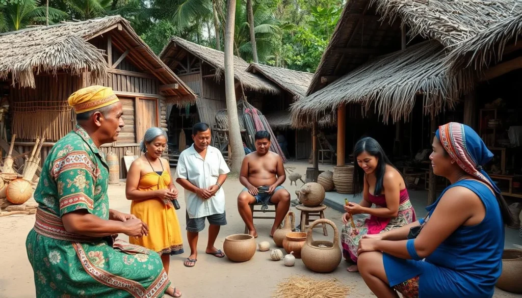 Traditional village visit on Chico Island, Philippines showing local culture and crafts Traditional village visit on Chico Island, Philippines showing local culture and crafts