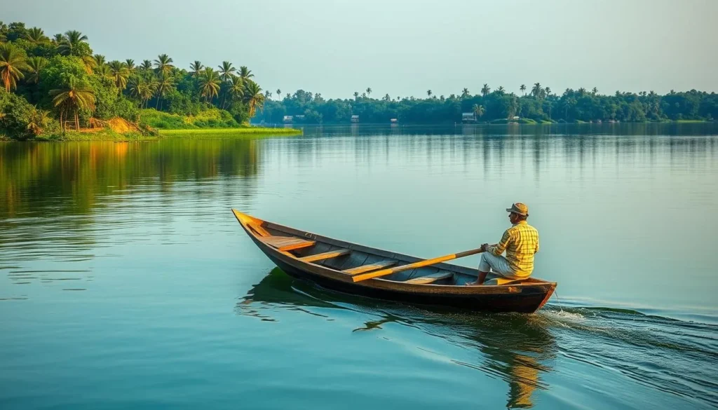 Traditional wooden boat ride on Bashkhali Lake