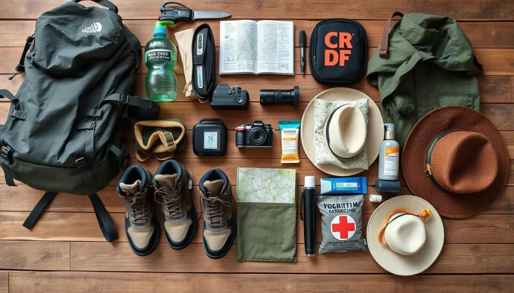 Traveler preparing equipment for Chico Island adventure with proper gear Traveler preparing equipment for Chico Island adventure with proper gear