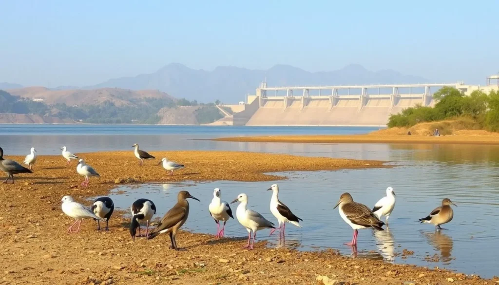 Various bird species at Hub Dam Wildlife Sanctuary within Kirthar National Park, Pakistan