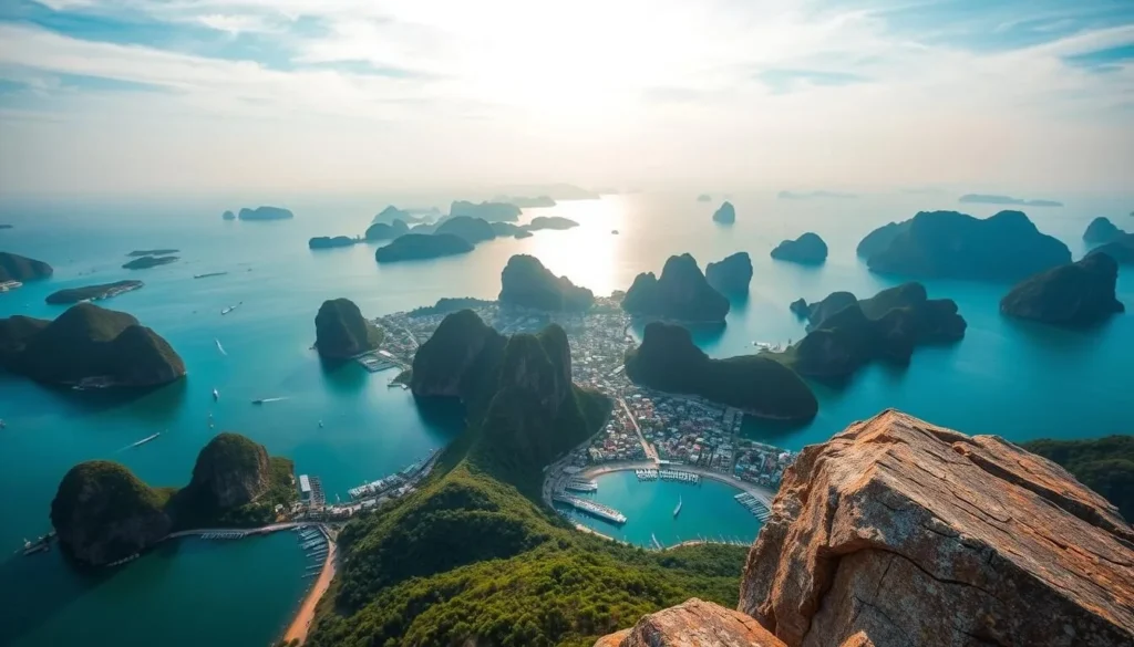 View from Taraw Cliff overlooking El Nido town and Bacuit Bay, one of the best things to do in El Nido, Philippines View from Taraw Cliff overlooking El Nido town and Bacuit Bay, one of the best things to do in El Nido, Philippines