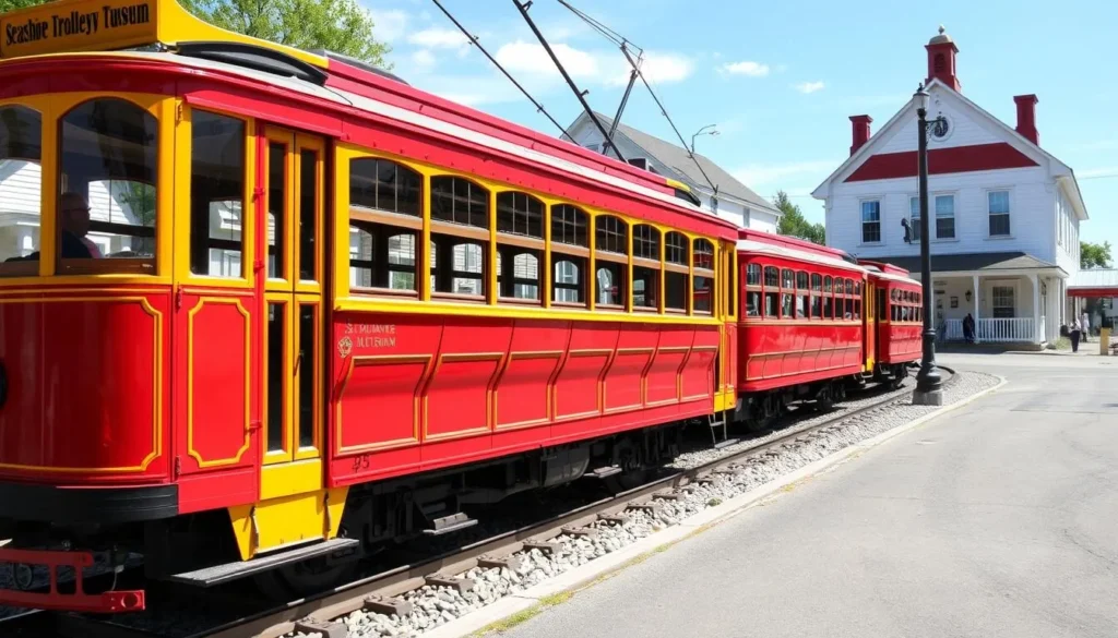 Vintage trolley at Seashore Trolley Museum in Kennebunk Maine