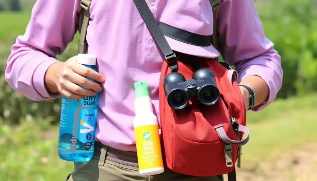 Visitor carrying essential items for Kadigarh National Park including water bottle, hat, and comfortable clothing