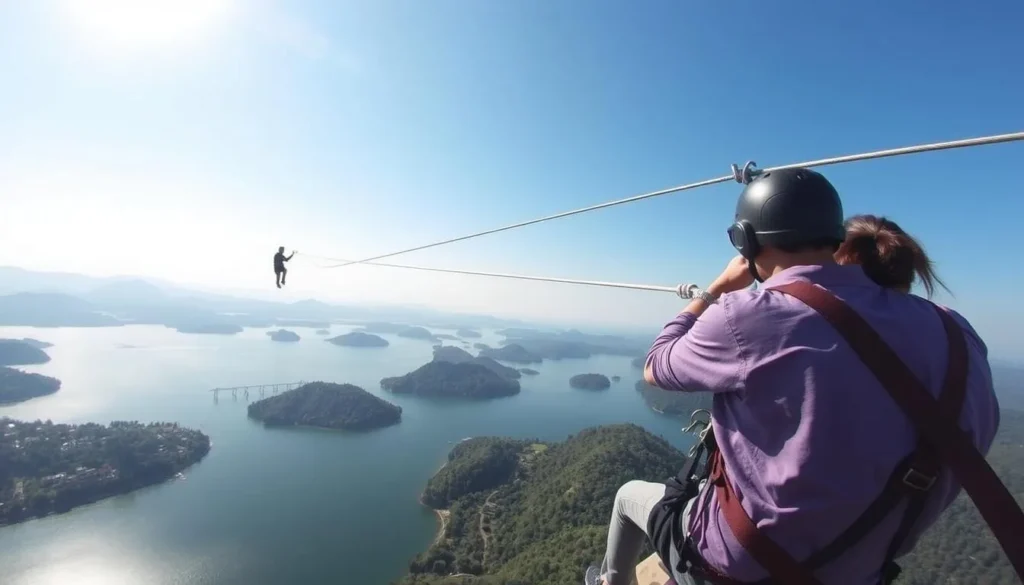 Visitors enjoying zipline adventure over Foy's Lake Bangladesh