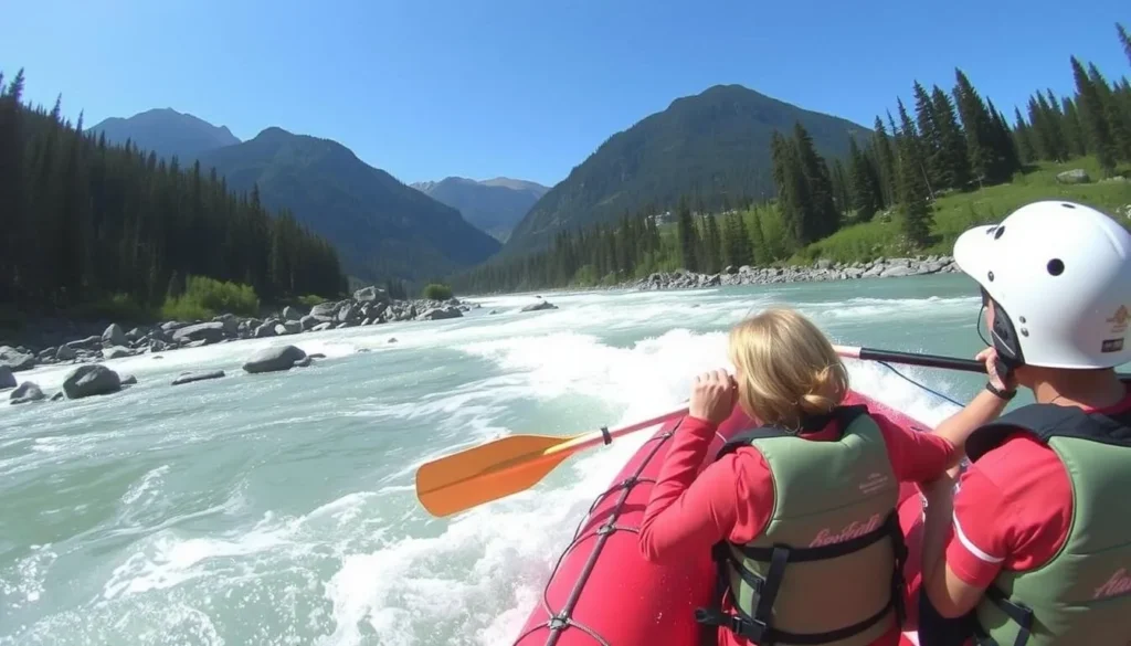 White Water Rafting on the Fraser River with rapids and scenic views