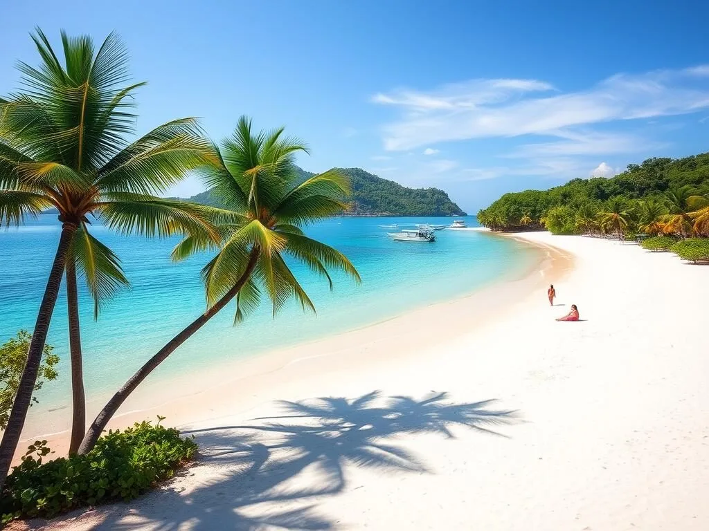 White sand beach at Santiago Bay on Poro Island