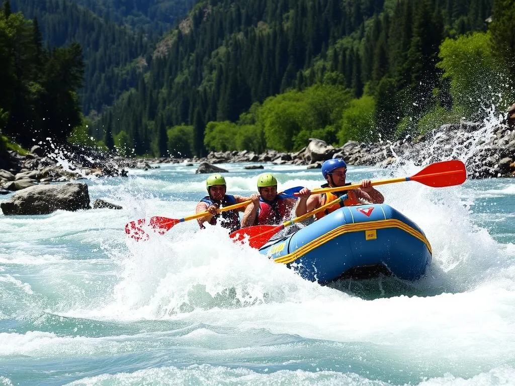 White water rafting on the rapids of Lidder River in Pahalgam