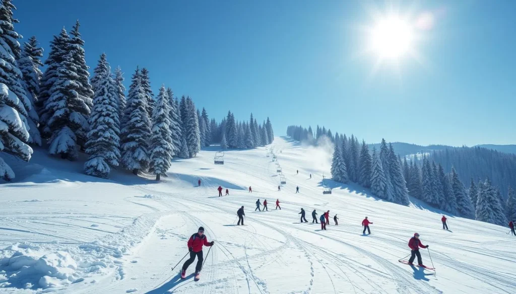 Winter skiing at Snow Summit with snow-covered slopes and chairlifts