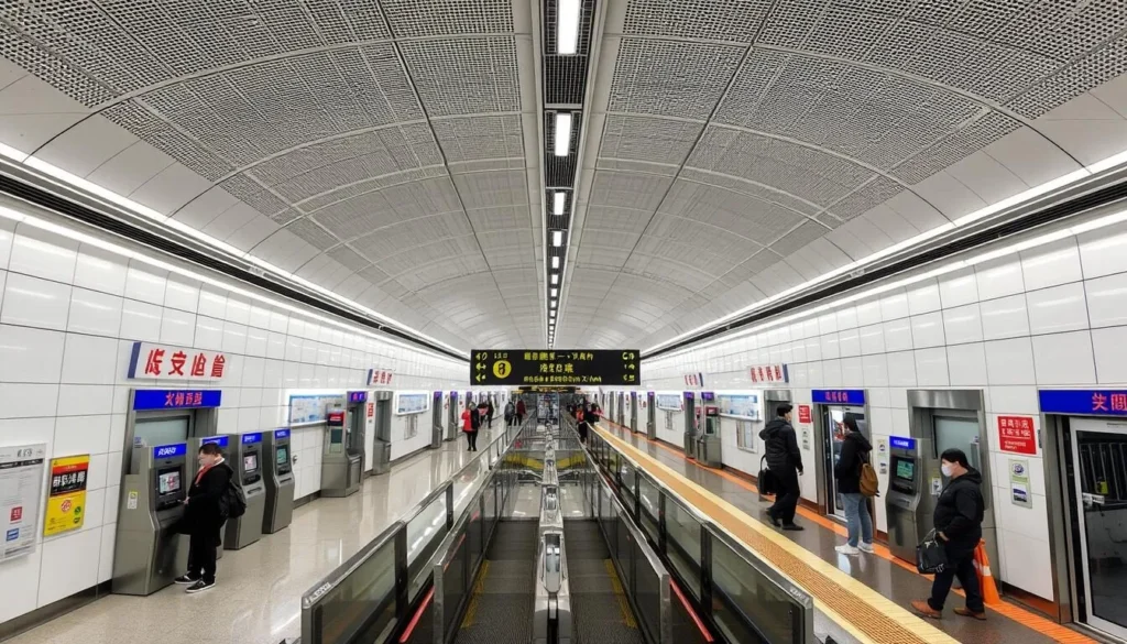 Xi'An metro station interior with modern design and Chinese signage