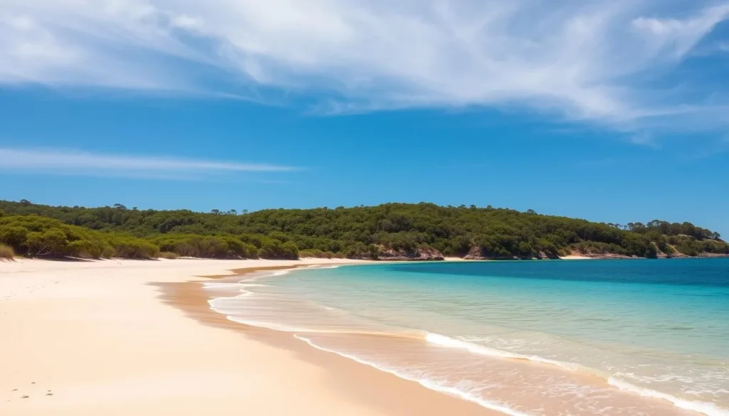 1080 Beach in Eurobodalla National Park with clear waters and surrounding forest