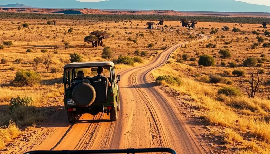 4x4 vehicle navigating the rugged road to Tsingy de Namoroka National Park