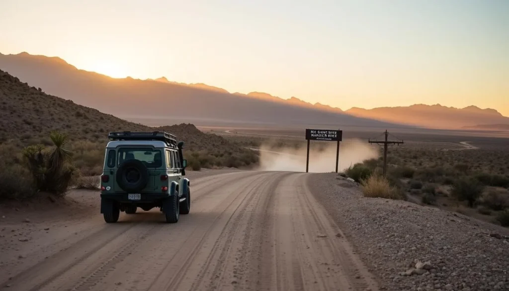 4x4 vehicle on a dirt road approaching the Rio Grande Wild and Scenic River access point 4x4 vehicle on a dirt road approaching the Rio Grande Wild and Scenic River access point