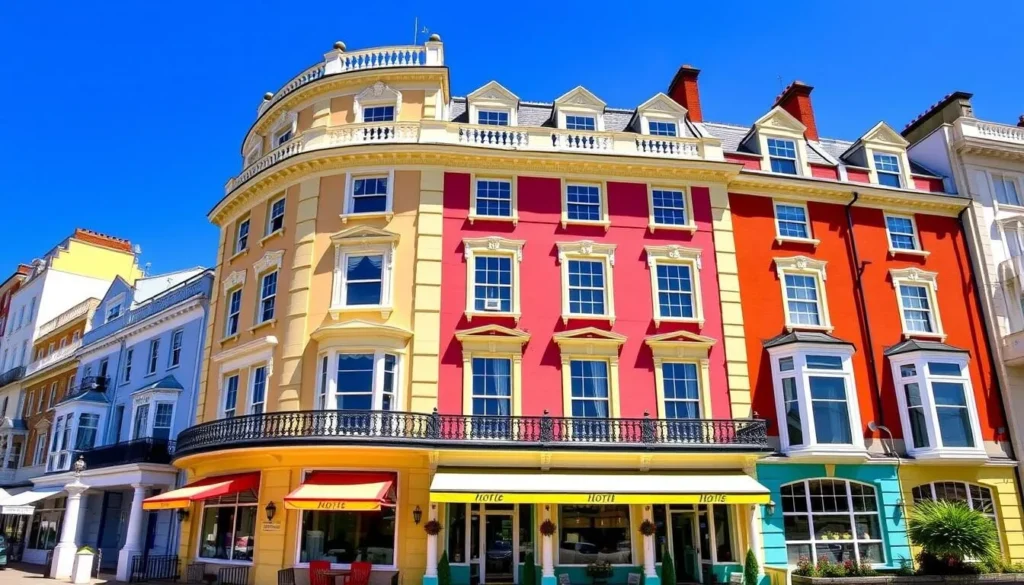 A boutique hotel in Brighton with colorful Regency-style architecture