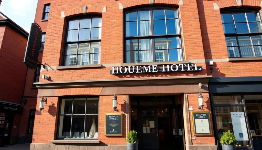 A boutique hotel in Nottingham's Lace Market area with historic brick architecture A boutique hotel in Nottingham's Lace Market area with historic brick architecture
