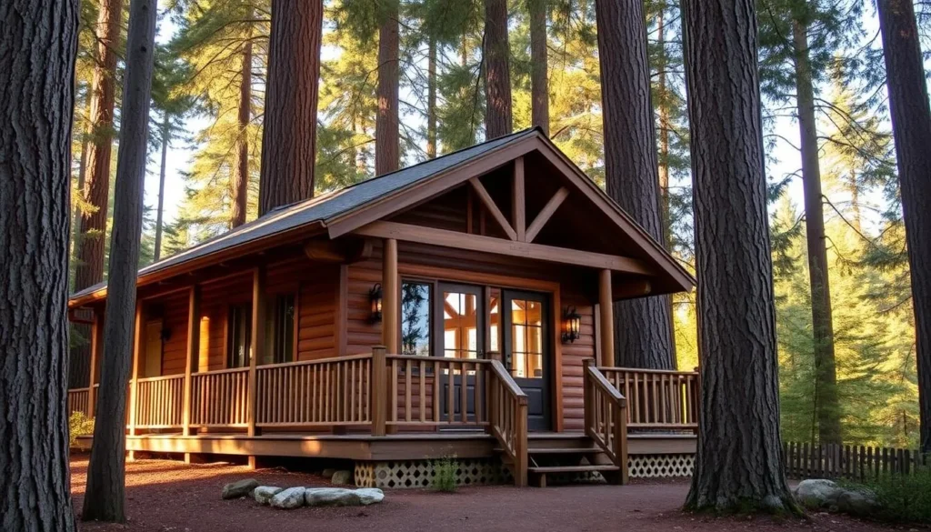 A cozy cabin accommodation near Mailliard Redwoods State Natural Reserve surrounded by redwood trees