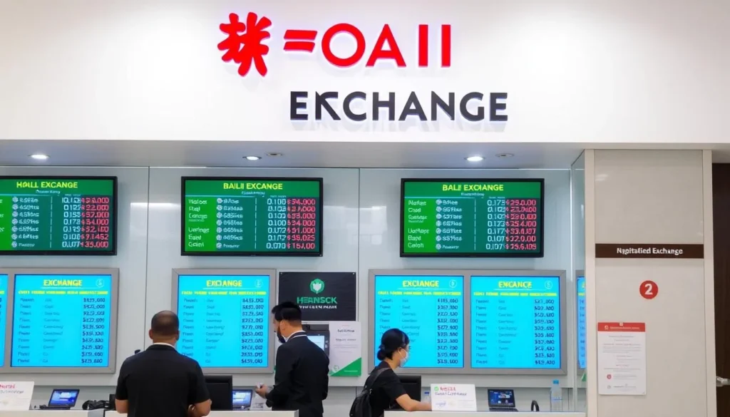 A reputable money changer in Bali with clear rate displays and professional setup
