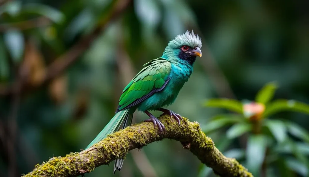 A resplendent quetzal perched on a branch in Pico Pijol National Park