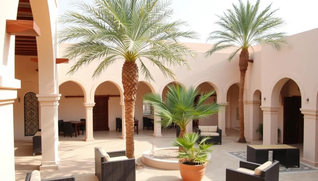 A traditional Omani-style guesthouse in Al-Khaburah with characteristic architecture and garden A traditional Omani-style guesthouse in Al-Khaburah with characteristic architecture and garden