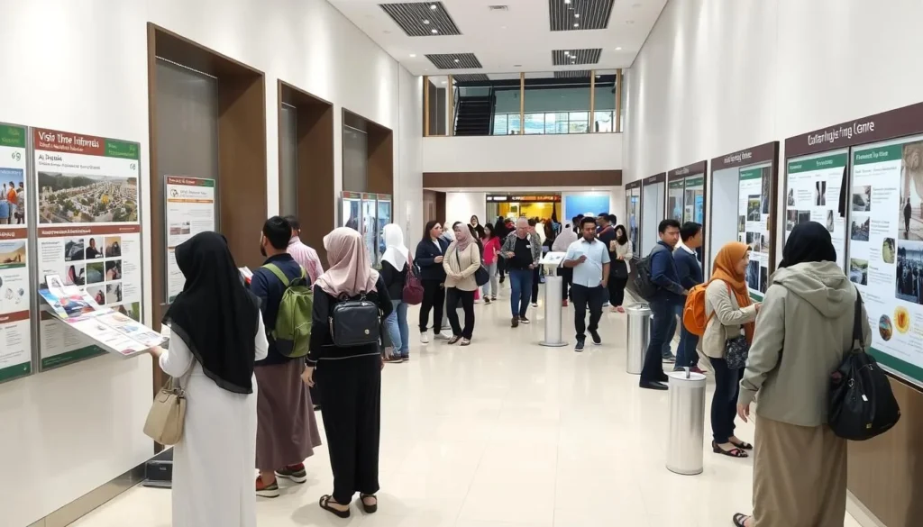 A visitor center in Al Ruwais with information boards and helpful staff