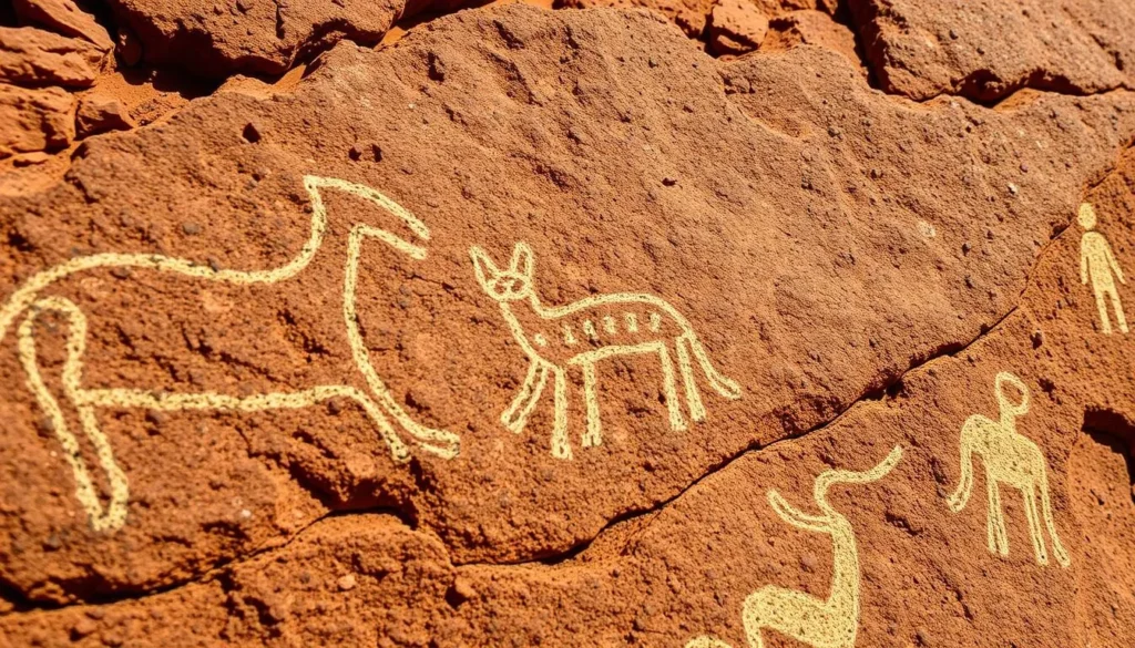 Aboriginal rock art at Lakefield National Park Queensland