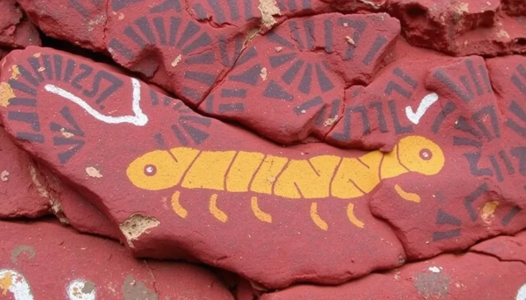 Aboriginal rock art in Emily Gap depicting the caterpillar dreaming story in the Macdonnell Ranges