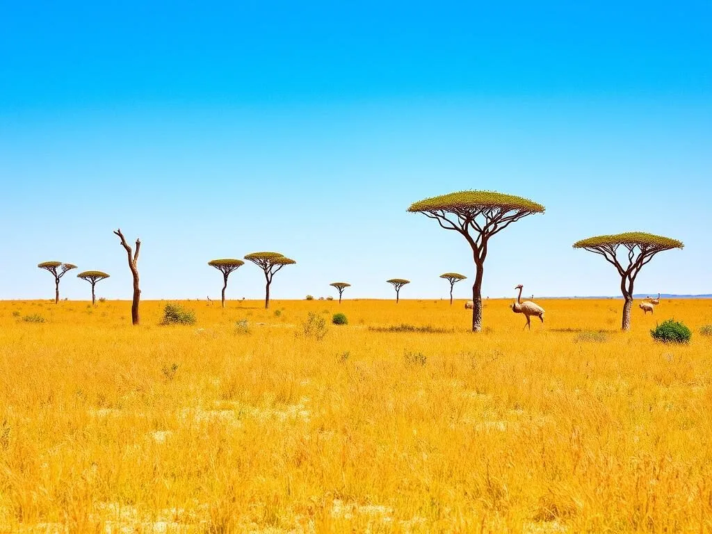 Acacia trees and wildlife at Bou-Hedma National Park