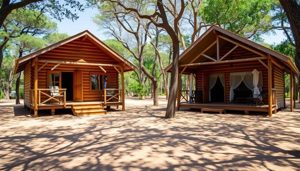Accommodation options at Ankarafantsika National Park including bungalows and camping area