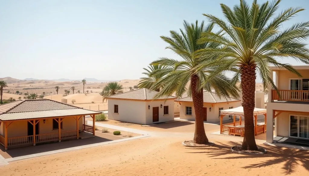 Accommodation options in Al-Buraimi showing traditional and modern hotels