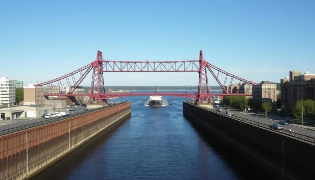 Aerial Lift Bridge in Duluth Minnesota near Pattison State Park Wisconsin
