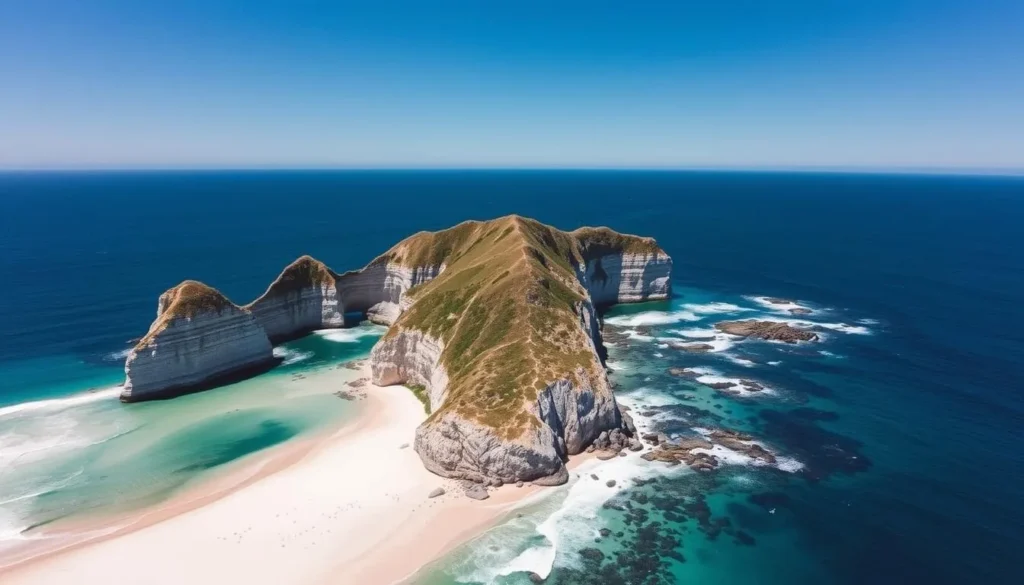 Aerial view of Bingi Bingi Point in Eurobodalla National Park showing coastline and rock formations