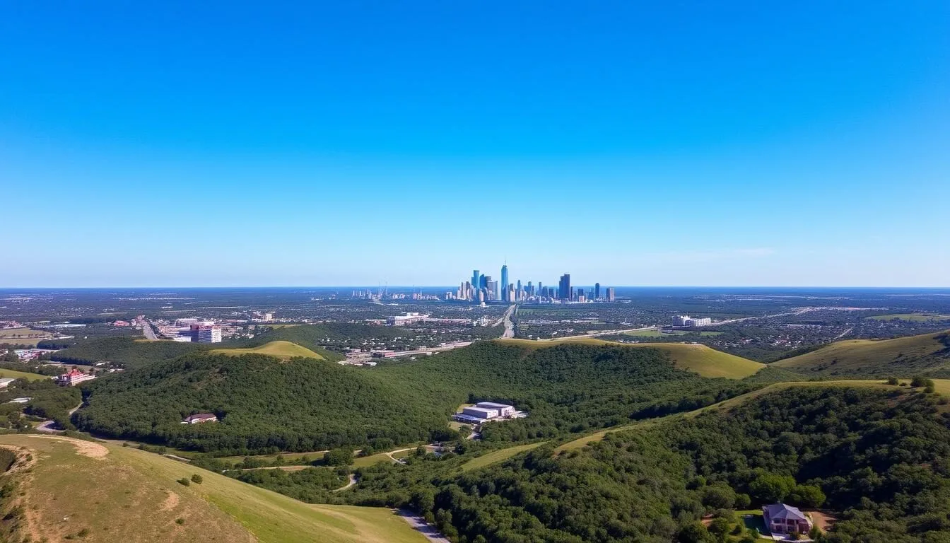 Aerial-view-of-Cedar-Hill-Texas-showing-its-proximity-to-Dallas-and-natural-landscape Aerial view of Cedar Hill, Texas showing its proximity to Dallas and natural landscape