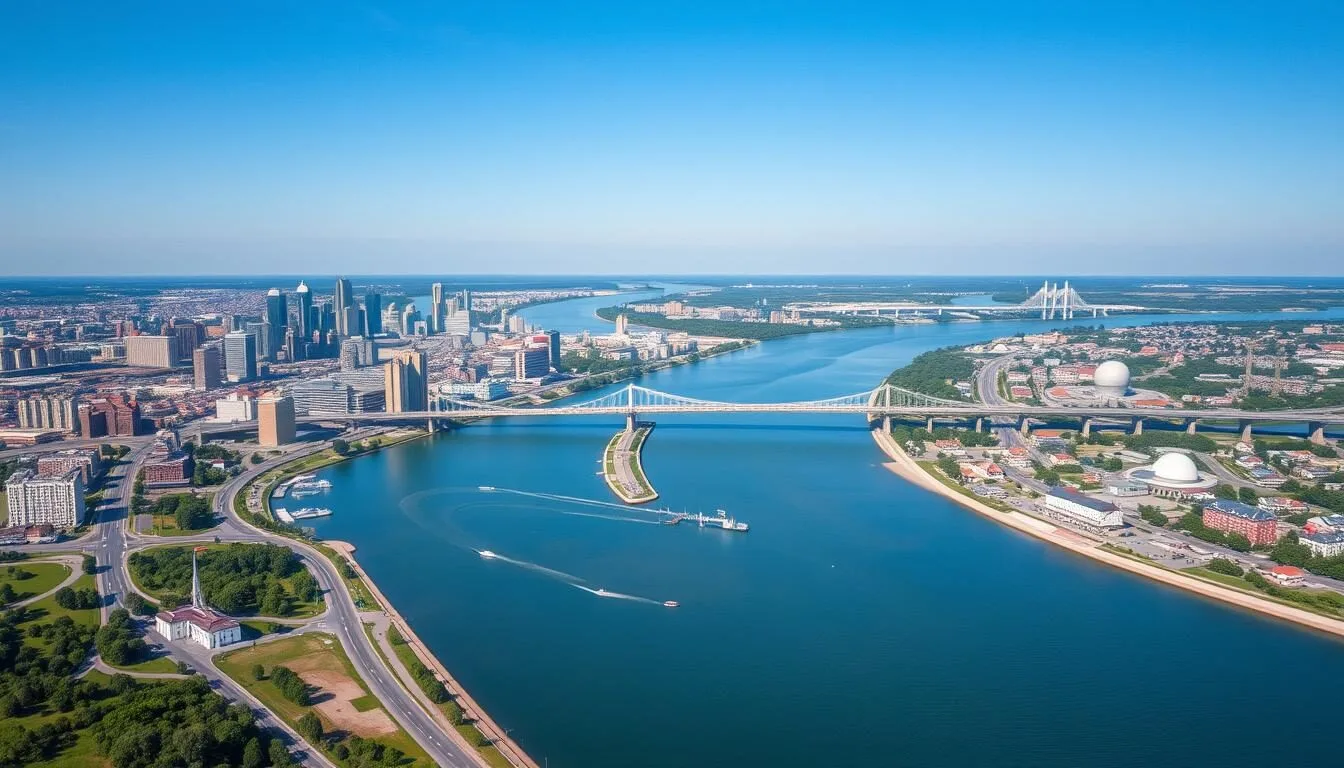 Aerial-view-of-Khabarovsk-city-with-the-Amur-River-and-Khabarovsk-Bridge Aerial view of Khabarovsk city with the Amur River and Khabarovsk Bridge