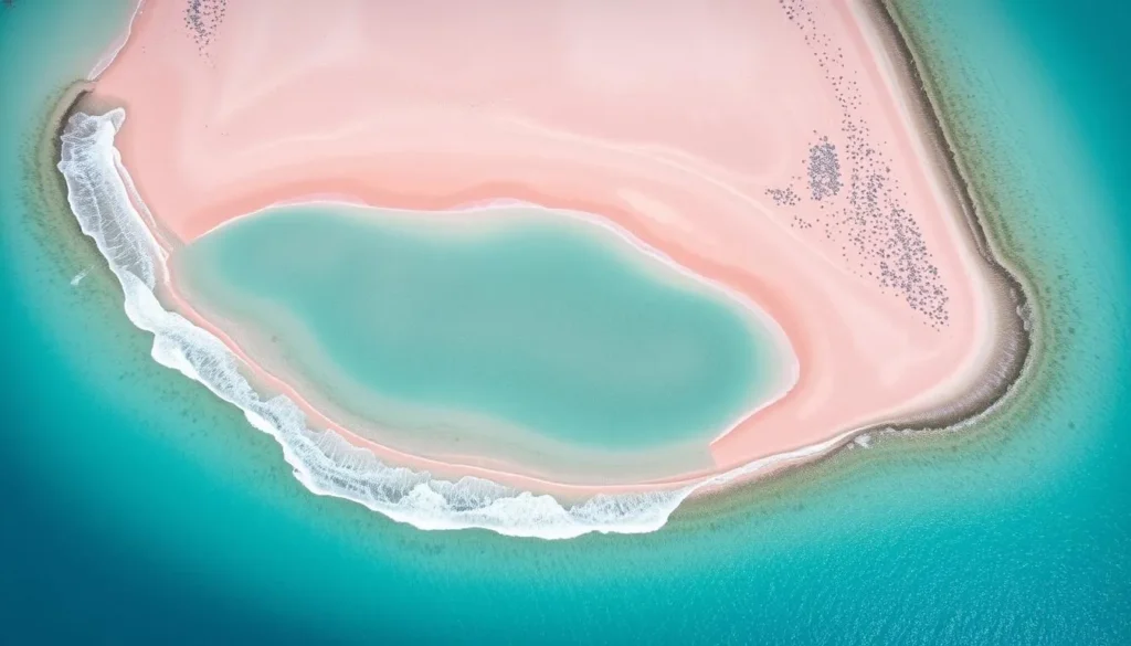 Aerial view of Palmetto Point Antigua and Barbuda showing the coastline and pink beaches