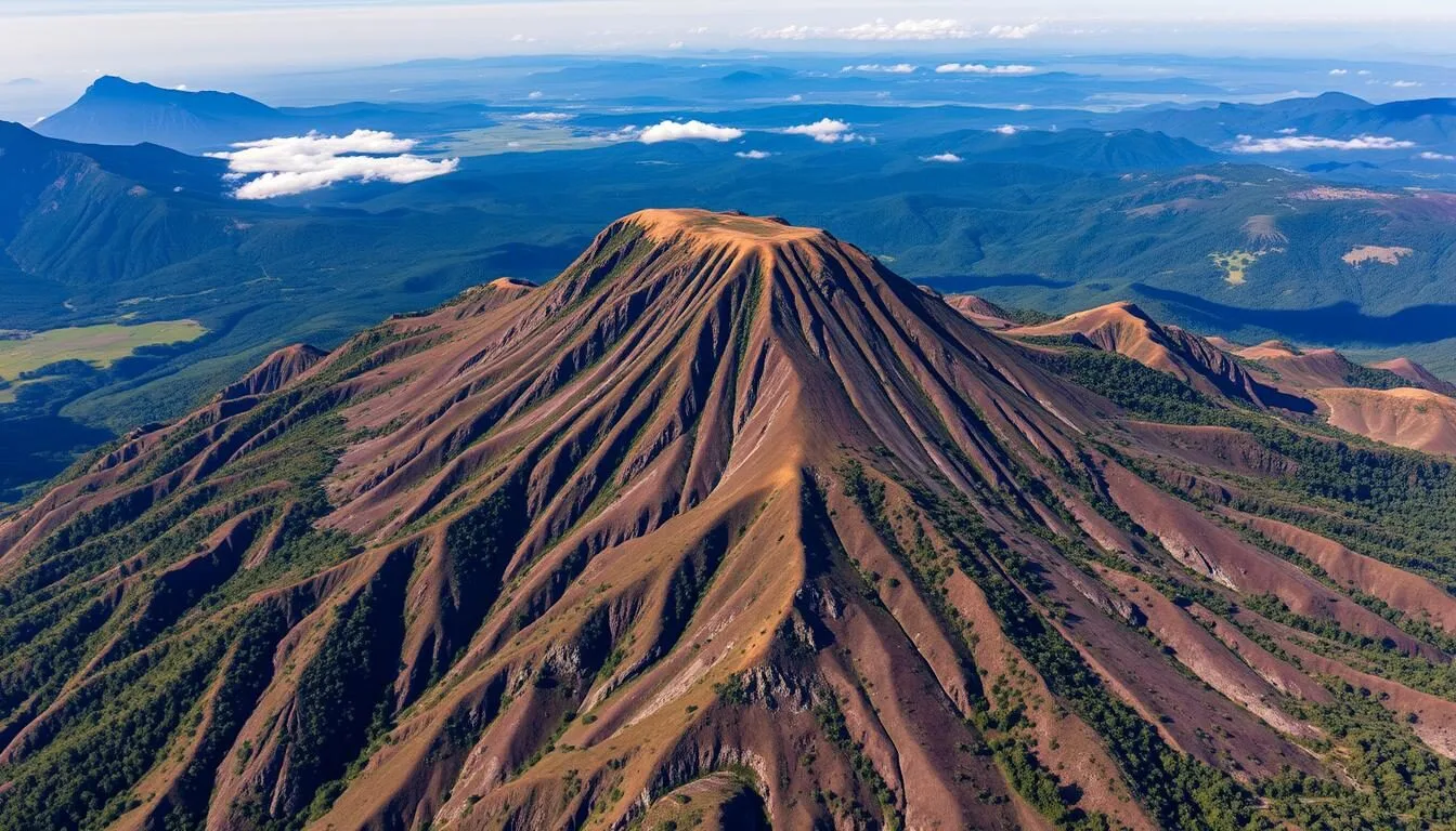 Aerial-view-of-Puncak-Trikora-Mountain-in-Papua-Indonesia-showing-the-rugged-terrain-and Aerial view of Puncak Trikora Mountain in Papua, Indonesia showing the rugged terrain and surrounding landscape