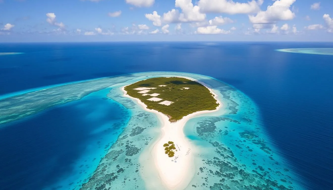 Aerial view of Salt Island in the British Virgin Islands showing salt ponds and surrounding turquoise waters