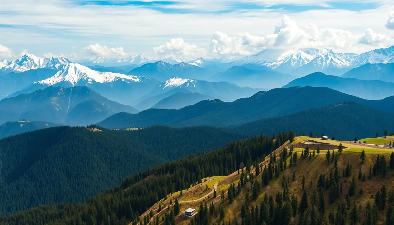Aerial view of Wangchuck Centennial National Park showing mountains and forests