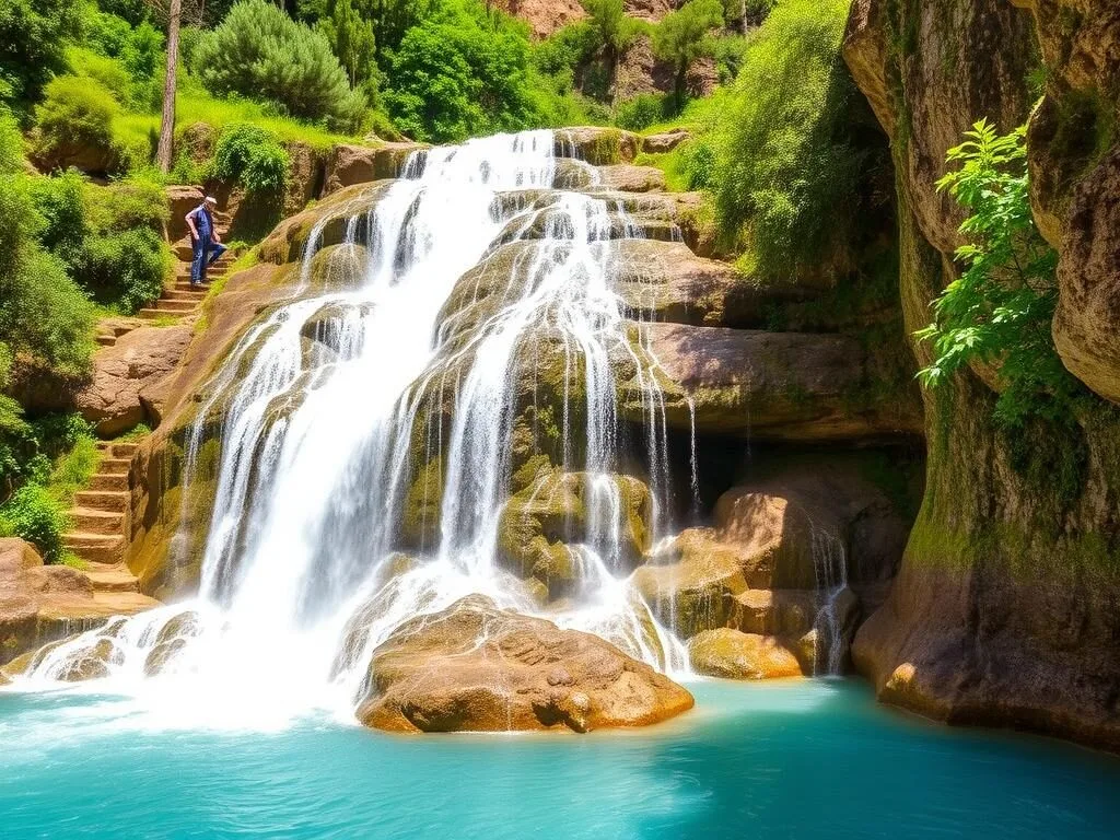 Akchour Waterfalls near Chefchaouen Morocco with turquoise pools