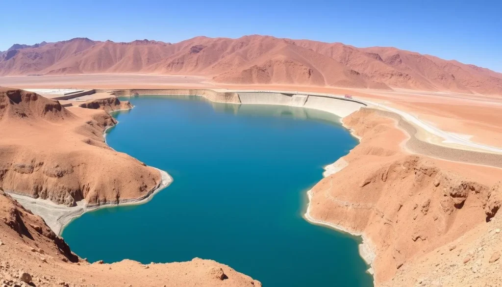 Al Massira Dam near El Kelaa des Sraghna with beautiful water views, Morocco