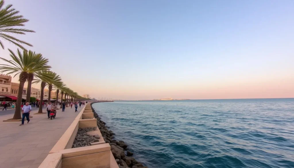 Al Mukalla Corniche with its beautiful waterfront promenade