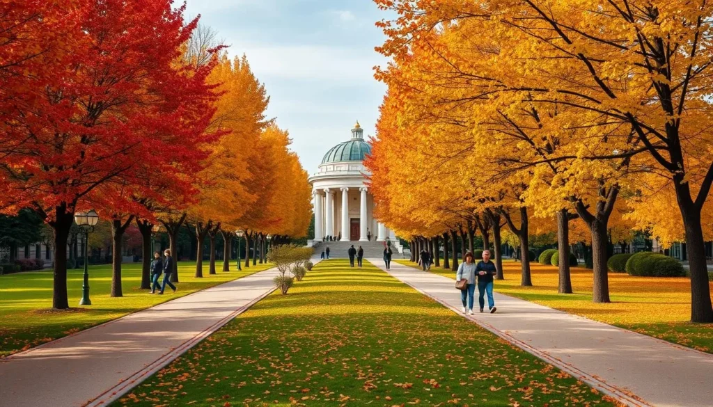 Alexander Garden in Kirov during autumn with colorful fall foliage Alexander Garden in Kirov during autumn with colorful fall foliage