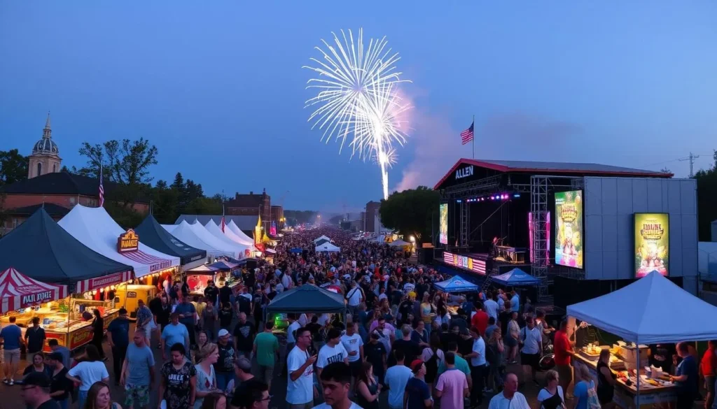 Allen USA Celebration festival with crowds, entertainment, and fireworks