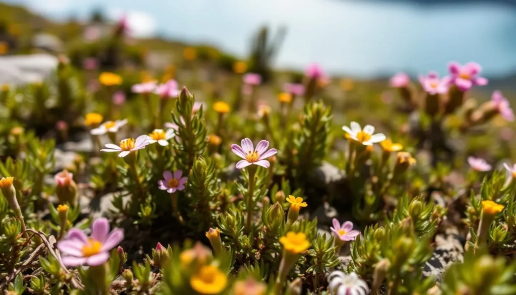 Alpine flowers and vegetation around Lake Habema