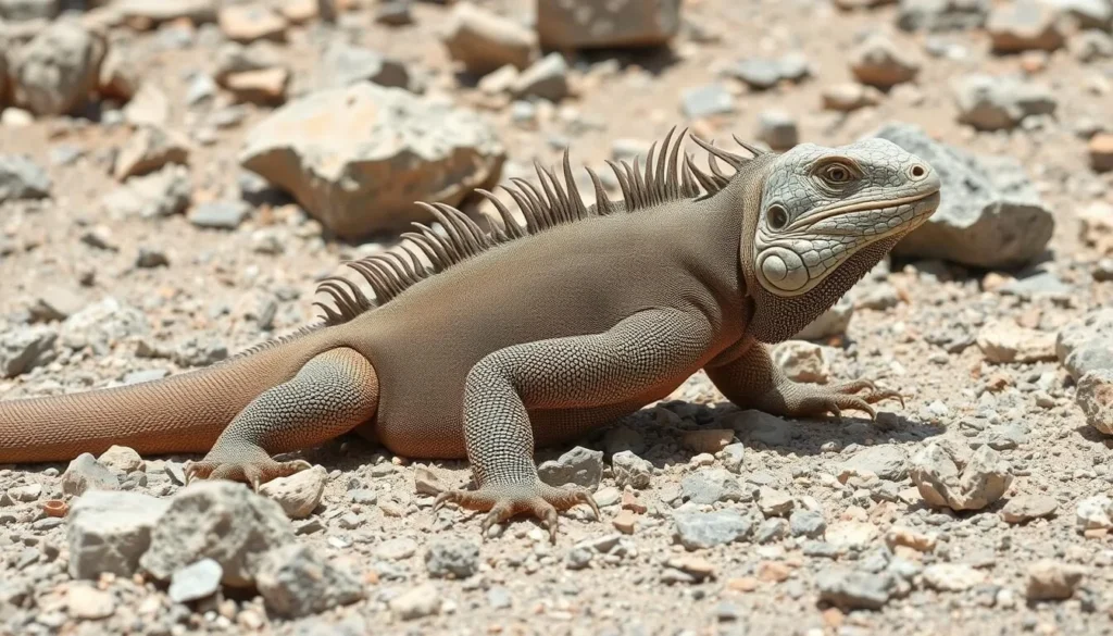 An endangered Anegada Rock Iguana in its natural habitat on the island