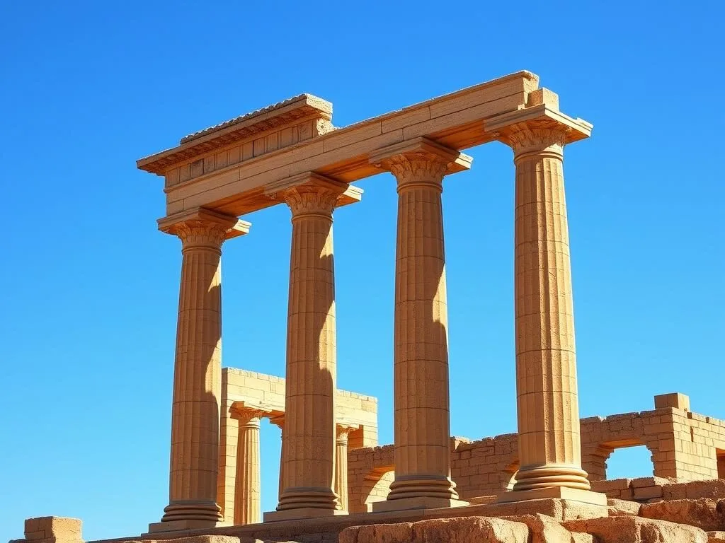 Ancient Roman ruins at Volubilis archaeological site near Sidi Slimane